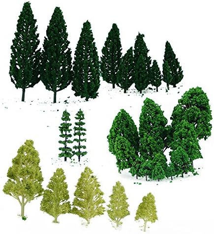 ZILONG 28pcs Model Trees miniature trees Landscape Scenery Train Railways Architectural Scale Model Trees 1:50
