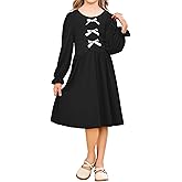 Bluedora Little Girl Long Sleeve A Line Ruffle Hem Empire Elastic Waist Party Dress
