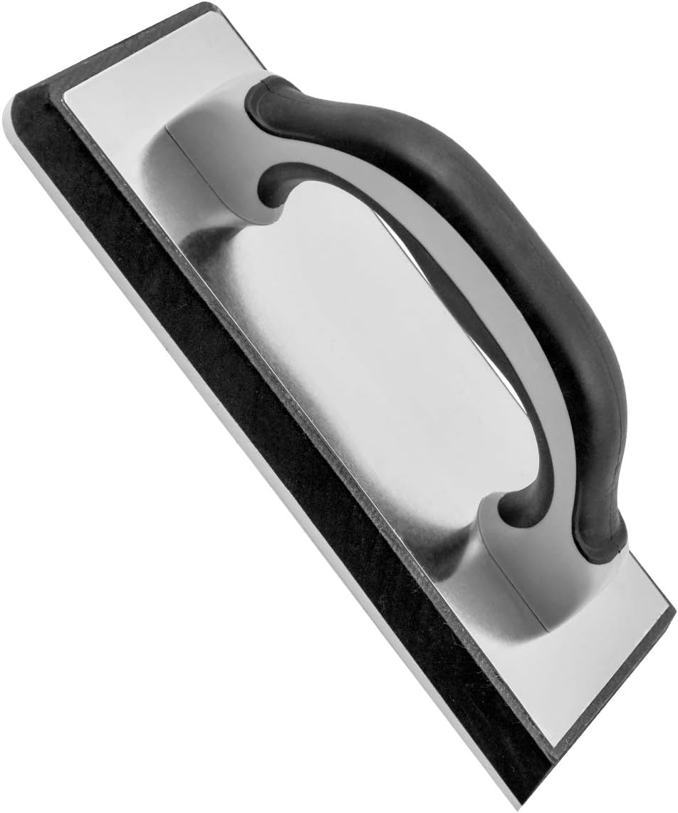 ROLLINGDOG 9.5" x 4" (240 mm x 100 mm) Grout Float With Polished Aluminum Back,Black Dense EVA Foam Pad on Rubber Base,Great for Smoothing Floor Tile Grout Work