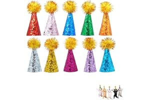 Leanockesa 10pcs Mini Pet Birthday Hats for Small Dogs and Cats, Puppy Kitten Party Hats, Cute Pet Costume Accessories for Bi