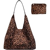 Leopard print purse for women，suede Leather hobo tote bag， cheetah print shoulder bag，Large Capacity Satchel Handbag