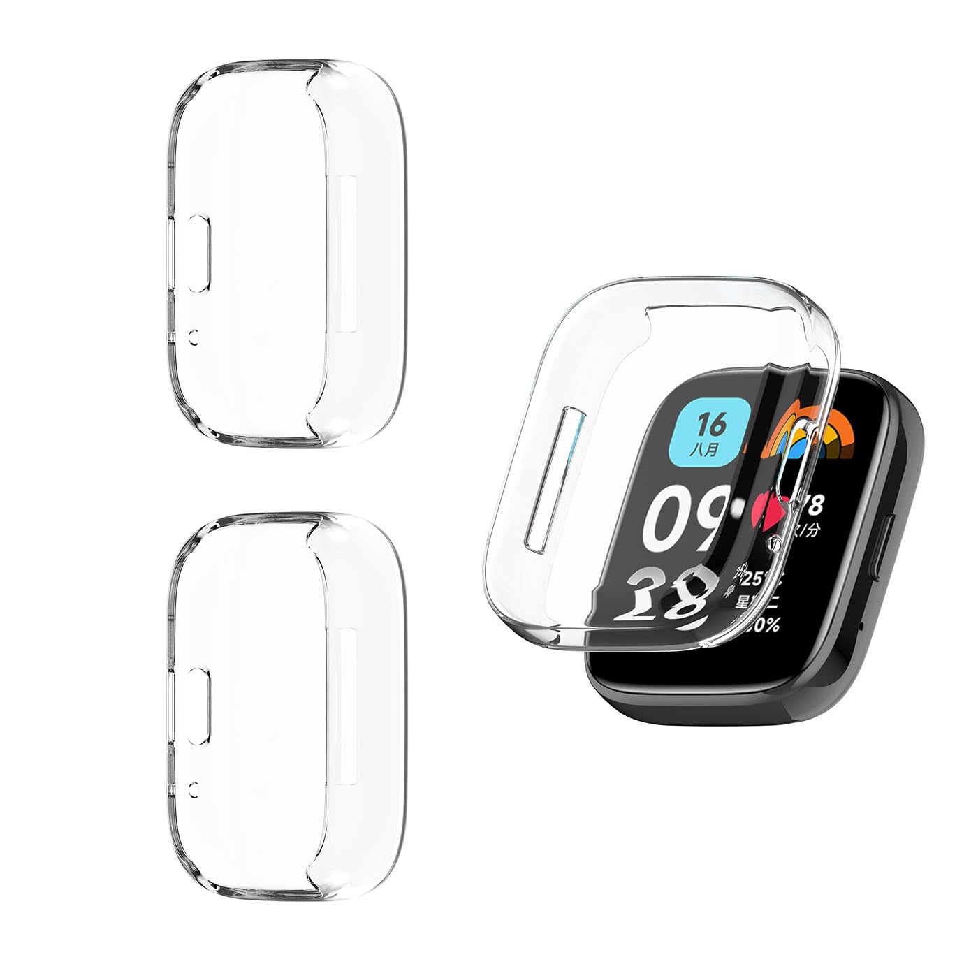 HOMTERN [3-Pack] Compatible with Redmi Watch 3 Lite/Watch 3 Active, Soft TPU Lightweight Shell Drop-proof Scratch-Proof Flexible Screen Full Covered Protective Case,3-Pack Clear