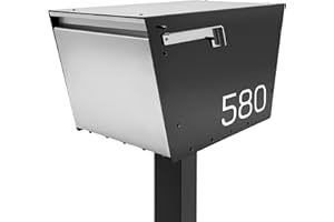 Movo Home Walter Post Mount Mailbox, Modern Curbside Stainless Steel, Large Locking, Black