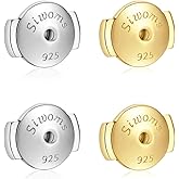 2-Pairs 14K Gold Locking Earring-Back Replacements for Studs, Hypoallergenic 925 Silver Secure Backings (No Fading, Comfort)