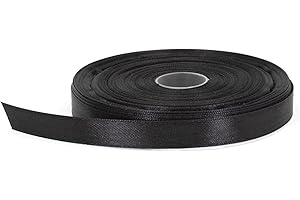 Stuffvisor Black Satin Ribbon Roll, 1/2 inch x 50 Yards, Double Face Solid Color, Thick and Durable, 100% Polyester for Gift Wrapping, Crafts, Hair and Decorations