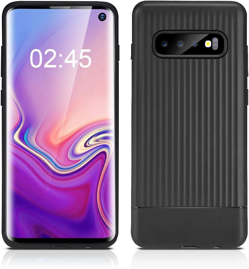 ROYBENS Galaxy S10 Case, Slim fit [Black] Silicone Shockproof Back Cover with Cute Geometric Design, Thin Soft Rubber TPU Rugged Armor Matte Skin Protective Case for Samsung Galaxy S10 6.1 Inch 2019