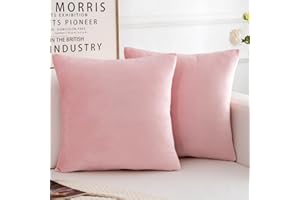 HERAYLI Velvet Decorative Throw Pillow Covers, Soft Square Cushion Case Home Decor for Living Room Couch Bed Sofa, Set of 2 Pack, Pink, 18x18 Inch