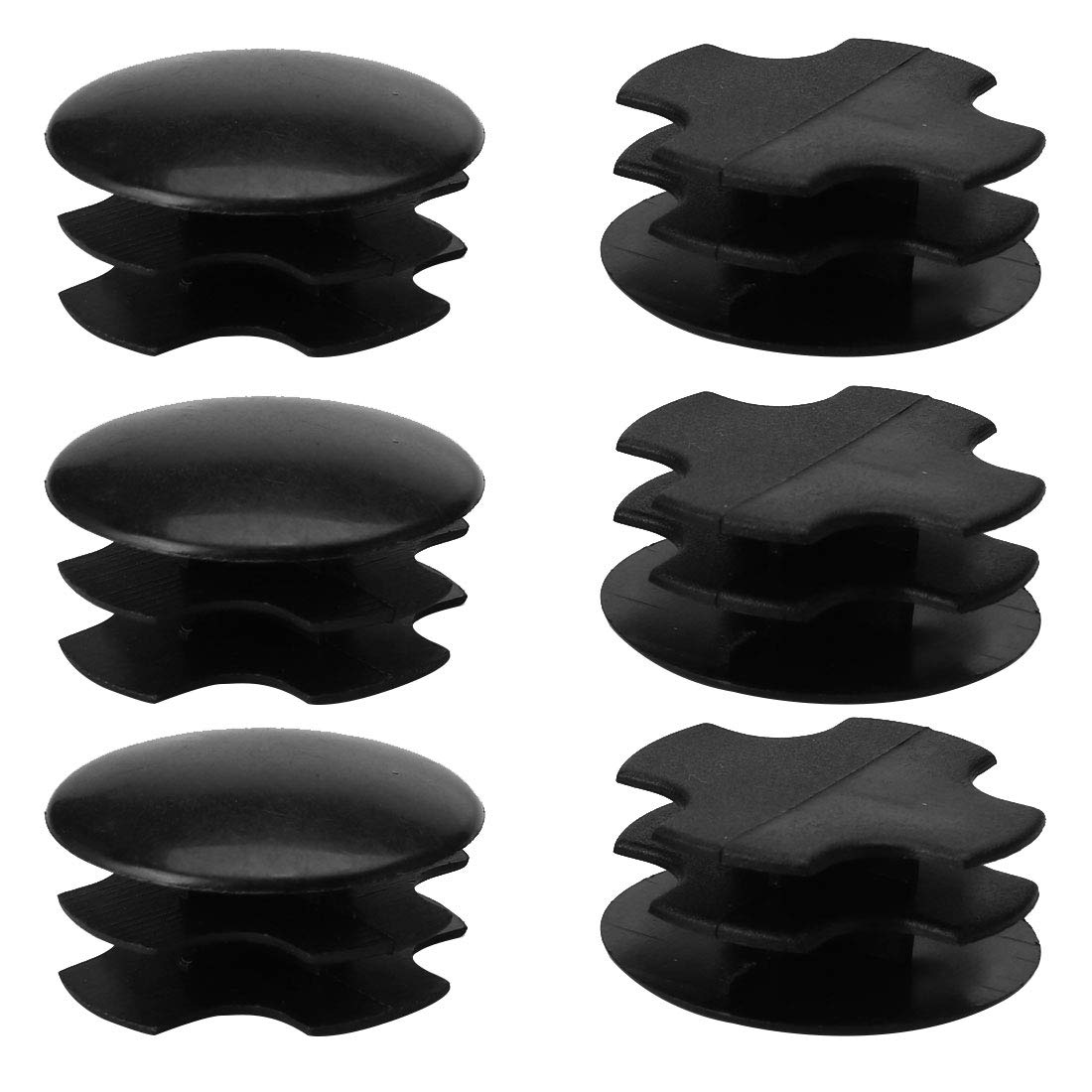 sourcingmap 1" 25mm OD Plastic Black Round Tube Insert Pipe Protector, 0.91"-1" Inner Dia 6pcs