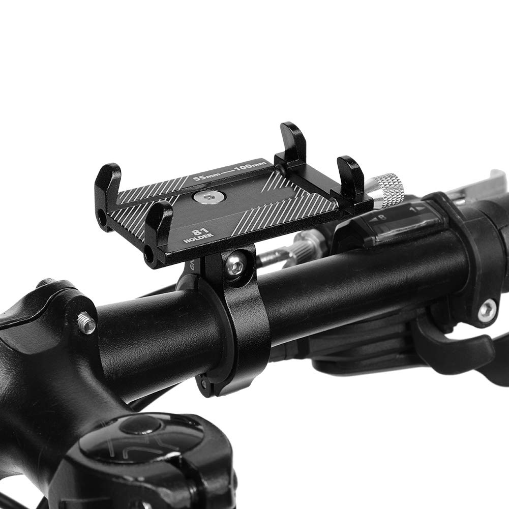 Dioche Bike Phone Mount, Motorcycle Phone Mount, Bike Phone Holder, Universal Mini Phone Mount Aluminum Alloy Road Bike Handlebar Cell Phone Clamp Support Bracket(Black)