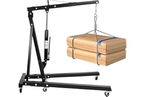 WBGANG Engine Hoist with Lever,2 TON Heavey Duty Engine Motor Hoist,Cherry Picker Shop Crane Lift Engine Hoist Lever,Heavy Duty Hydraulic Engine Crane with 6 Casters for Engine Lifting 4409LBS Fast