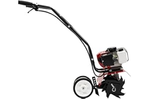 SABUIDDS 52cc Gas Powered Tiller/Cultivator for Gardening, 8.8-Inch Garden Mini Rototiller with Wheels, 2-Stroke #93 Gasoline Engine, Single-Cylinder, Air-Cooled