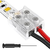 HitLights 12 Pack LED Connector 2 Pin 10mm Solderless LED Tape Lights Connector Transparent LED Strip Lights Connectors with Screwdriver Strip to Wire for 12V 24V Single Color LED Light Strips
