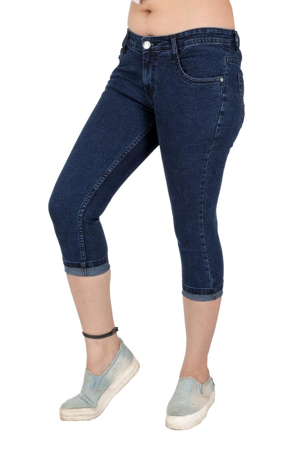 obeo womens slim fit streachable denim capri