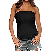 ZNVGIRL Tube Tops for Women Strapless Bandeau Tanks Casual Backless Shirts Sleeveless Blouse