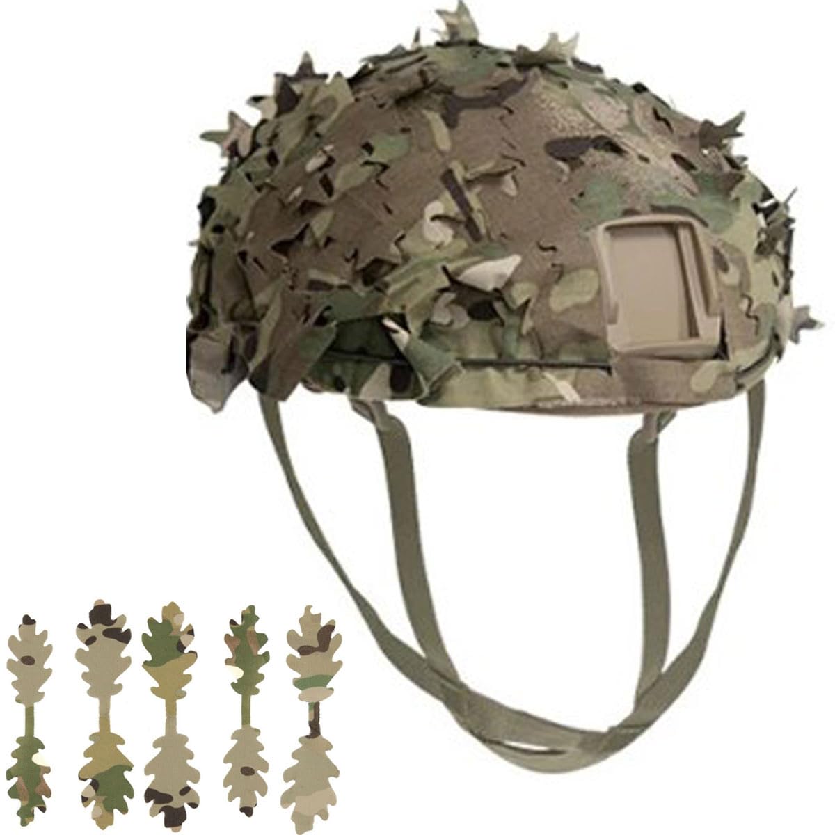 3D Camouflage Tactical Helmet Cover for Fast PJ MH BJ Base Jump Airsoft Military Combat Helmet Ghillie Scrim UK Camo (Style B - Leaf shaped 3D Camo)