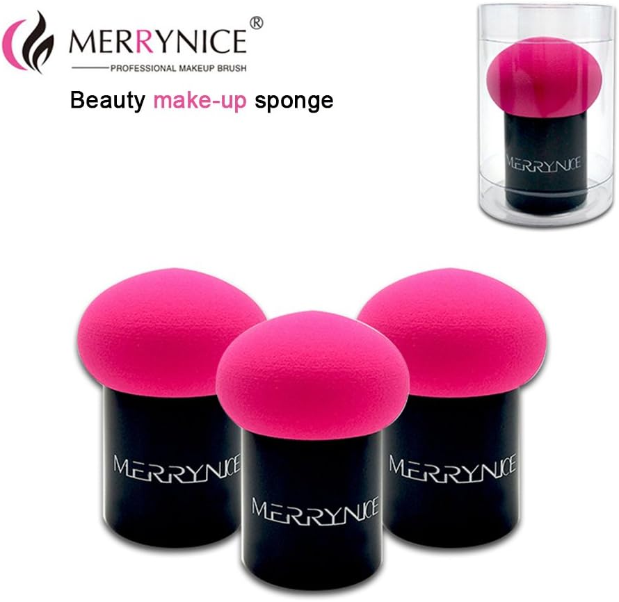 MERRYNICE Makeup Blender Beauty Sponge Foundation Blending Sponge Flawless for Liquid Creams and Powders, Handle makeup sponge (Single Pack)