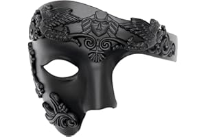 Qavctw Masquerade Mask for Men Roman Greek Half Face Mask Venetian The Opera Masks for Mascarade Ball Mardi Gras Party