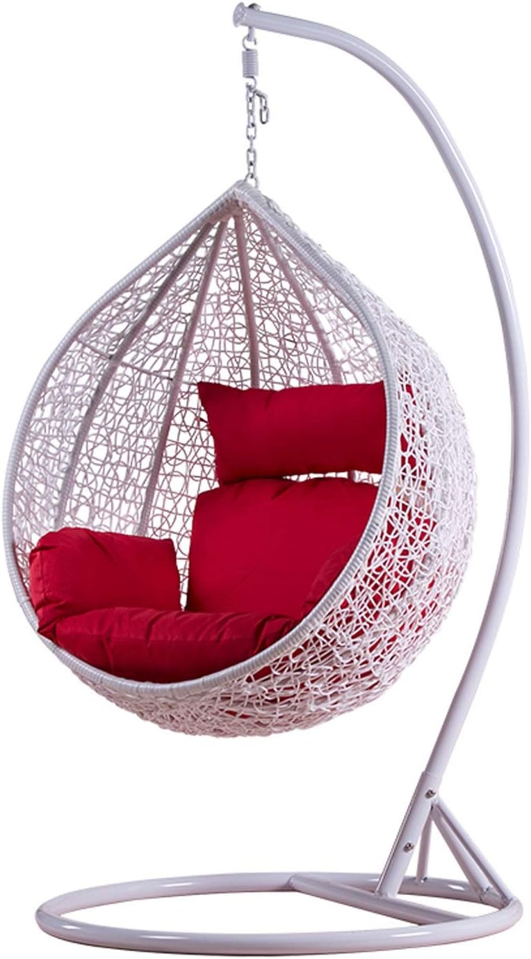 HOIHO Outdoor Rattan EggShaped Hanging Chair, Casual Cradle Chair with Cushions