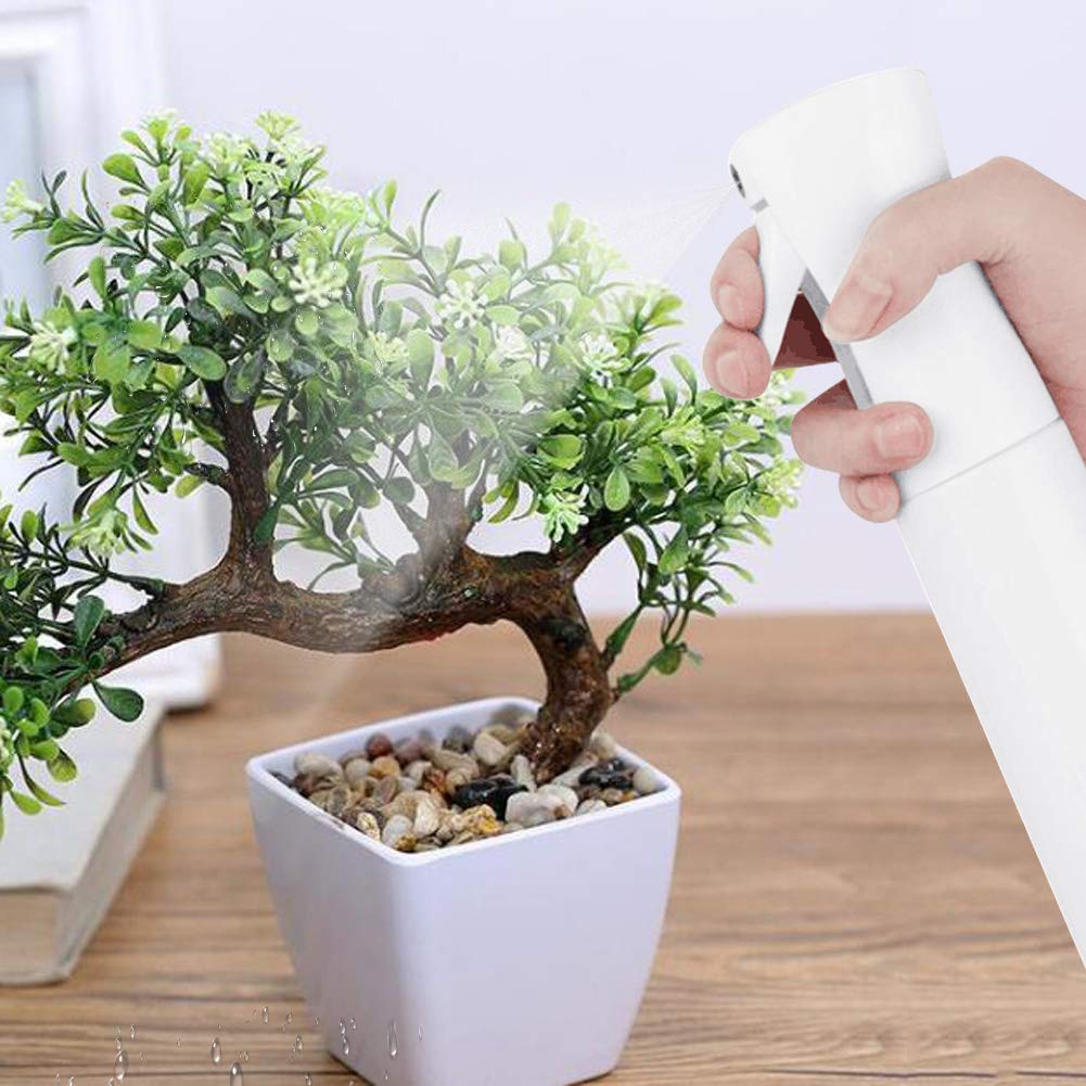 Hair Spray Bottle Empty Plastic Trigger Spray Bottle Refillable Fine Mist Sprayer Bottle 2 Pack 10oz /300ml for Hair Styling, Cleaning, Garden Continuous Water Mister (Black+White)