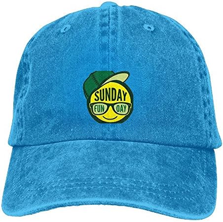 Henzhudi Sunday Funday1 Unisex Cotton Denim Baseball Cap Adjustable Strap Low Profile Plain Hats RoyalBlue