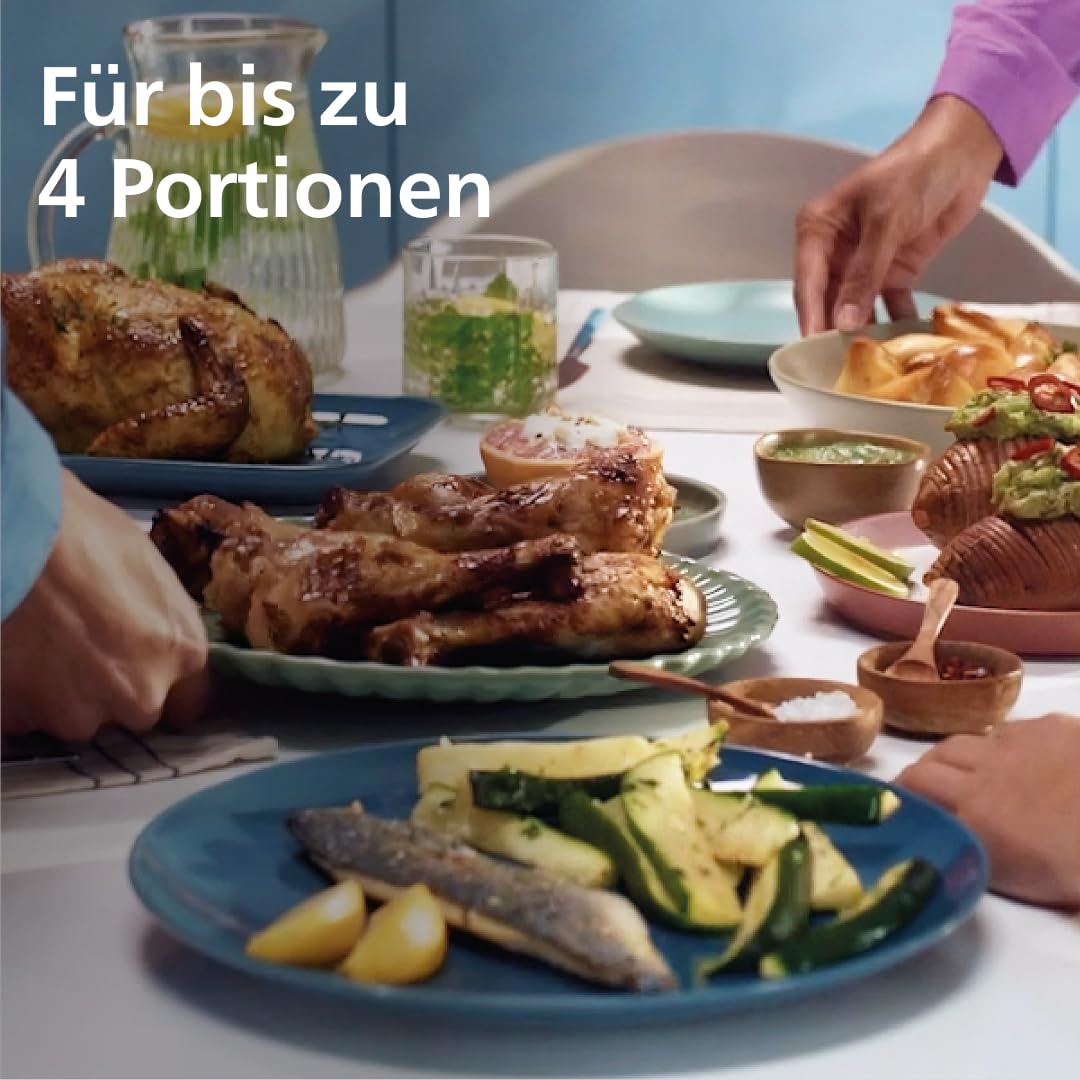 Philips Airfryer 3000 Series Dual Basket, Heißluftfritteuse mit 2 Körben, 9L Kapazität (6L+3L), RapidAir Plus Heißlufttechnologie, 90% weniger Fett, Rezepte-App, Spülmaschinenfest, Weiß (NA353/10) 8