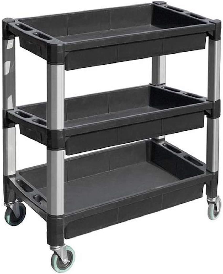 cosco serving cart folding gray on Amazon Com Maxworks 80873 3 Tray Service Utility Cart With Aluminum Legs Wheels Black And Gray 3 Trays Home Improvement