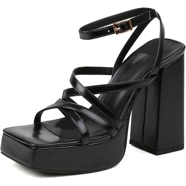 Lossarye Women's Chunky Platform Ankle Strap Sandals – Square Open Toe Summer Wedge Heels For Casual & Dressy Outfits - View #3