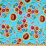 Oilcloth Bloom Light Blue Fabric By The Yard