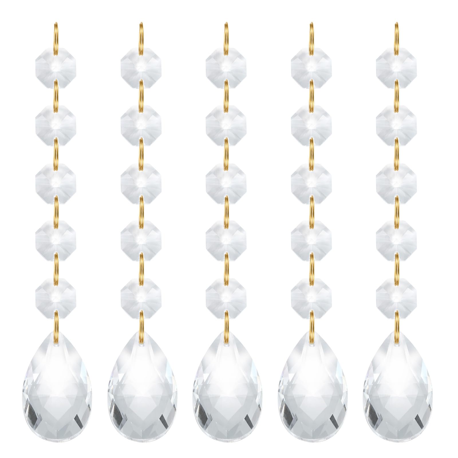 PATIKIL Teardrop Crystal Chandelier Pendants Beads, 5 Pack 135mm Length 38mm Chandelier Prisms Parts Ornaments Hanging Beads for DIY Arts Crafts Decoration, Clear