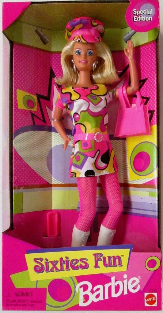 Mattel Sixties Fun Barbie Special Edition, Blonde 11.5 inch Doll, 60s Retro Barbie Doll
