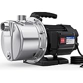 Acquaer 115V Shallow Well Garden Pump, Stainless Steel, Sprinkler Water Transfer Draining Irrigation Pump 1210 GPH, for Water