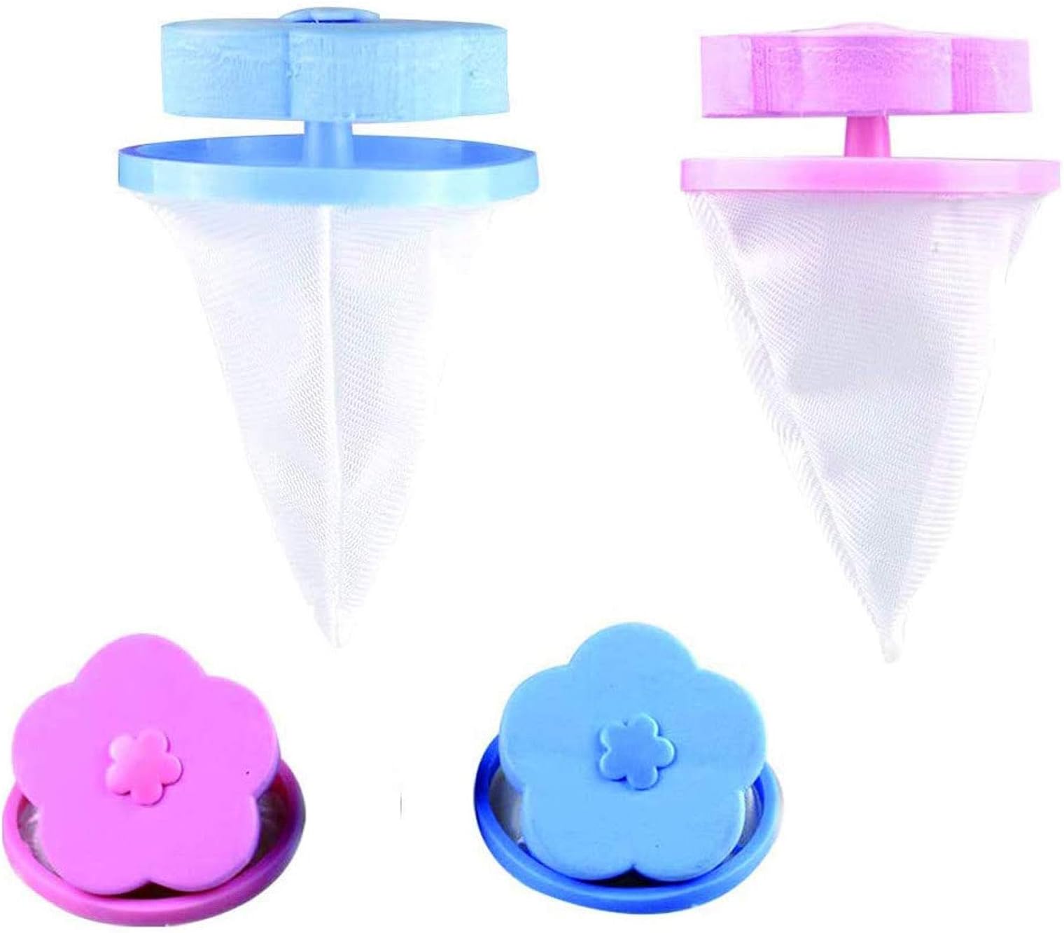 4Pack Washing Machine Floating Lint Mesh Bag Hair Filter Net Pouch, Floating Washing Machine Filter Washer Lint Trap (4Pack)