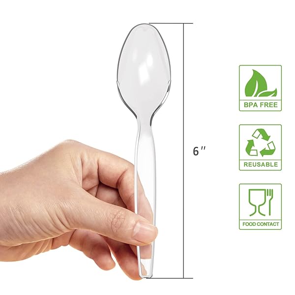 POSATE HEAVYWEIGHT PLASTIC SPOONS, CLEAR, 100 COUNT