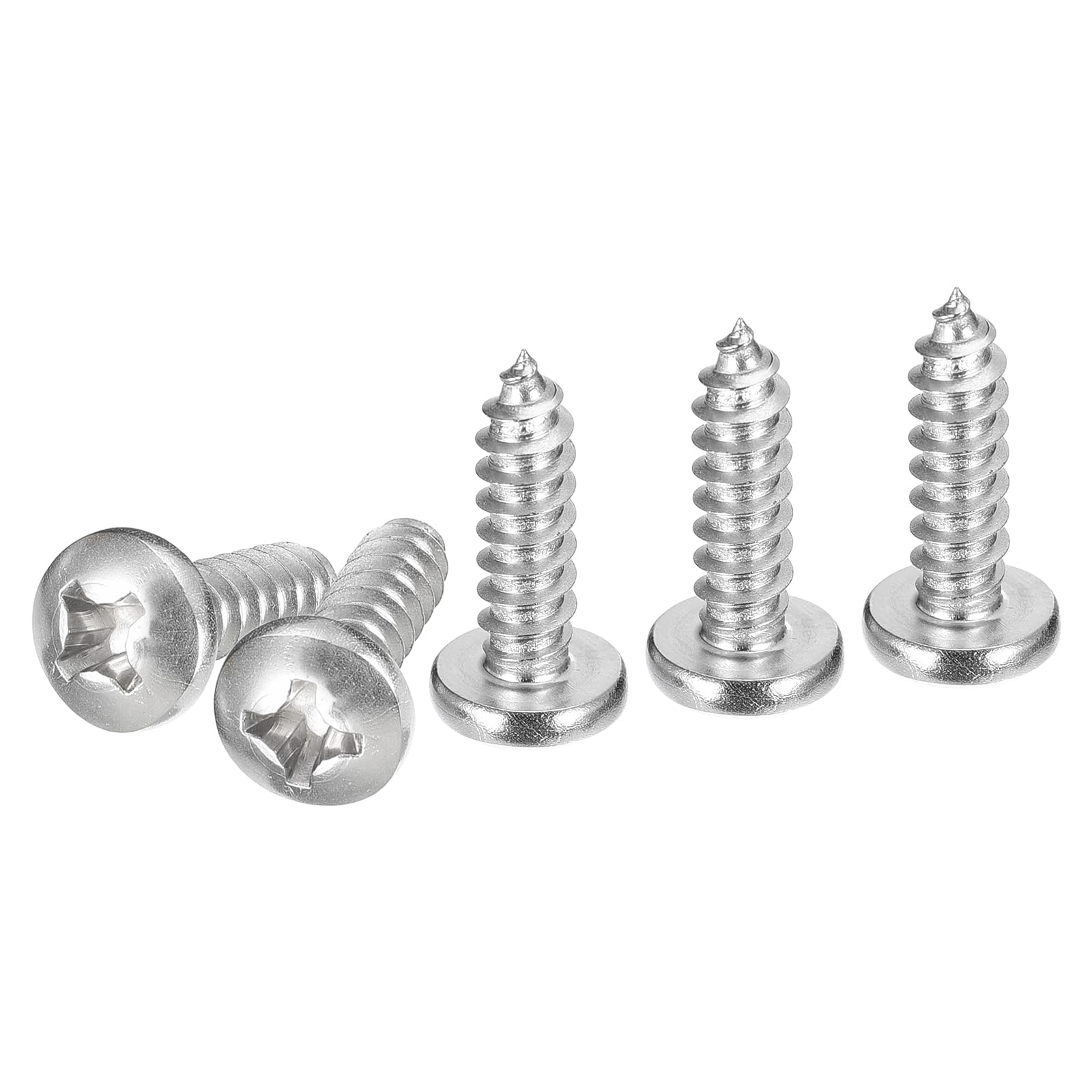 DTGN #12x3/4" Phillips Pan Head Self-tapping Screw - 50Pack - Bright Finish 304 Stainless Steel Sheet Metal Screws Wood Screws