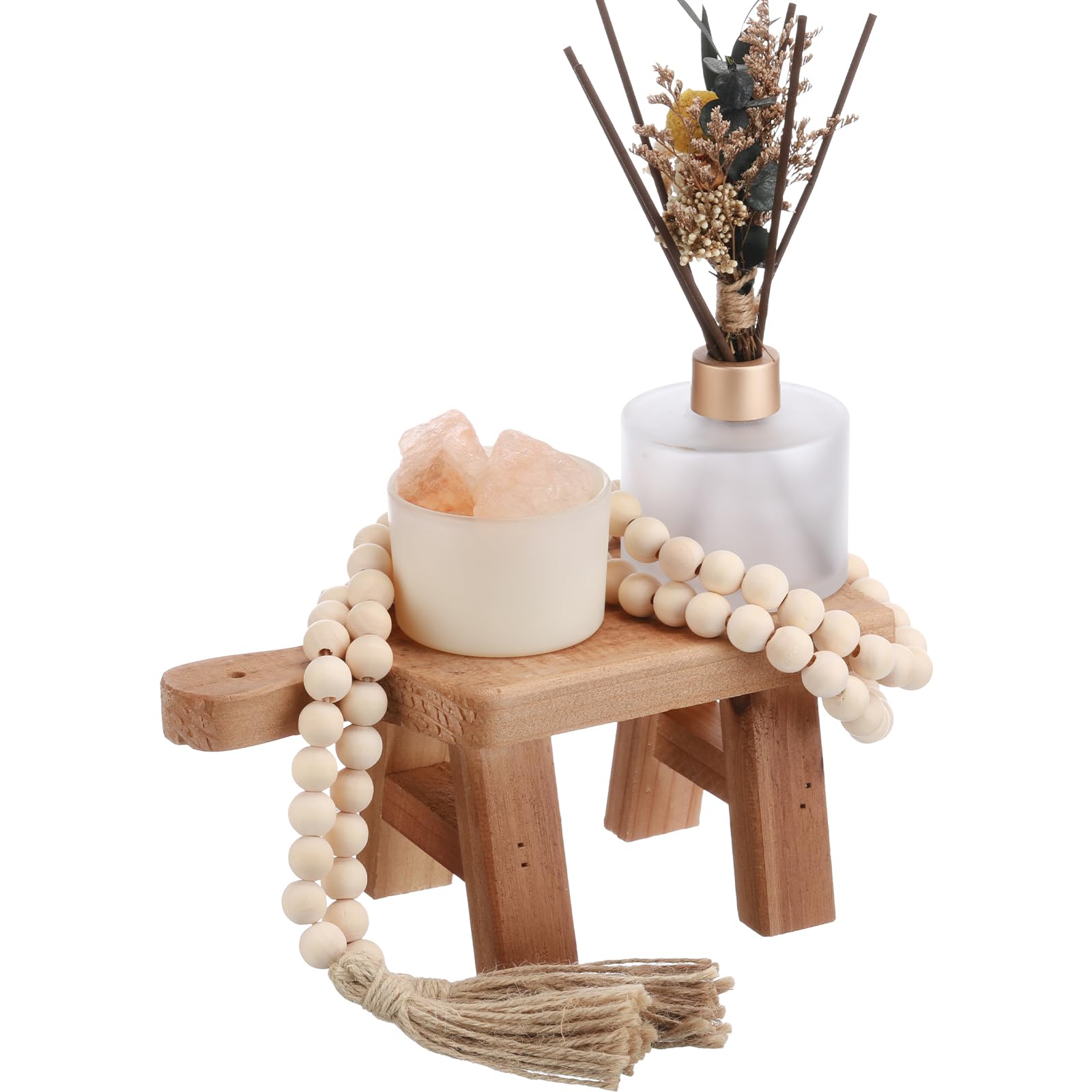 Photo 1 of ****LEG SNAPPED OFF***
Reallnaive Wood Pedestal with Handle and Farmhouse Beaded Ornaments Pedestal Stand Tray for Kitchen Counter Bathroom Soap Towels Jewelry Candles Table Decor(Brown)