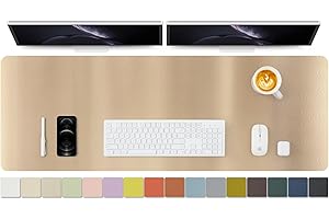 HOMIEAZICOZI Large Desk Mat - 47.2"x 17" Non-Slip PU Desk Pad for Office and Home - Ideal for Large Mouse Pad and Desk Mats on Top of Desks(Champagne Gold)