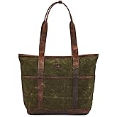 Tote Bag for Women Real Leather Shoulder Handbag Organizer Water Repellent Waxed Canvas
