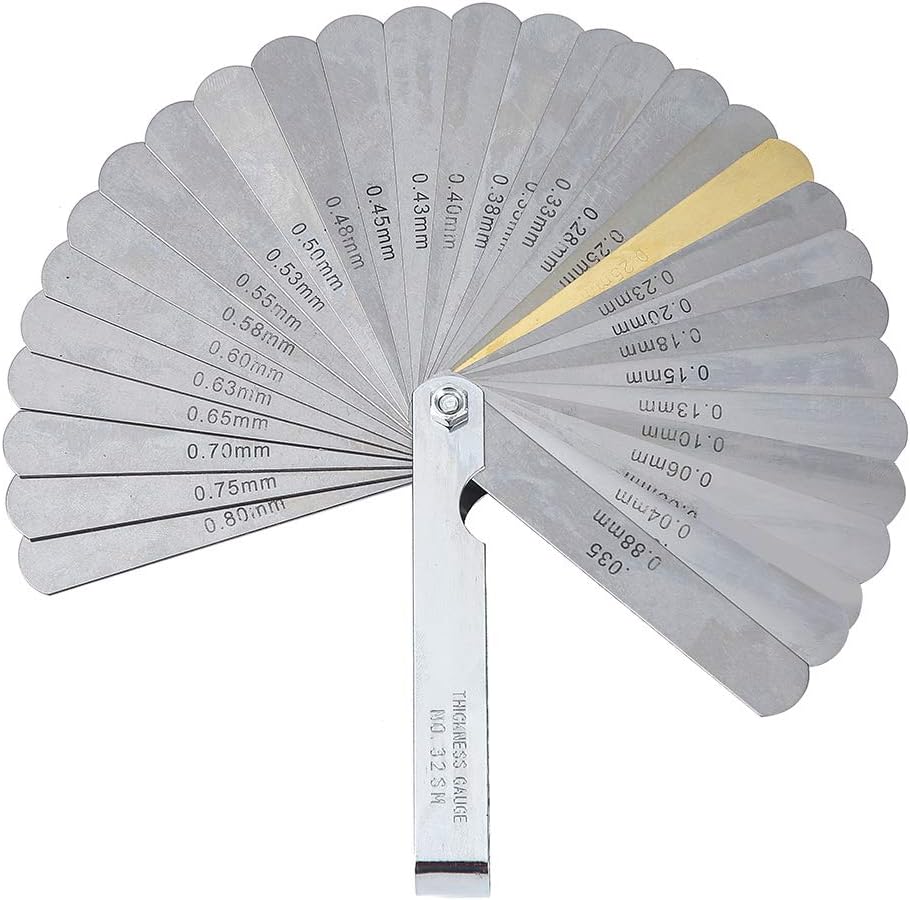 32 Stainless Steel Feeler Gauge Blades Feeler Gauge Dual Marked Metric and Imperial Gap