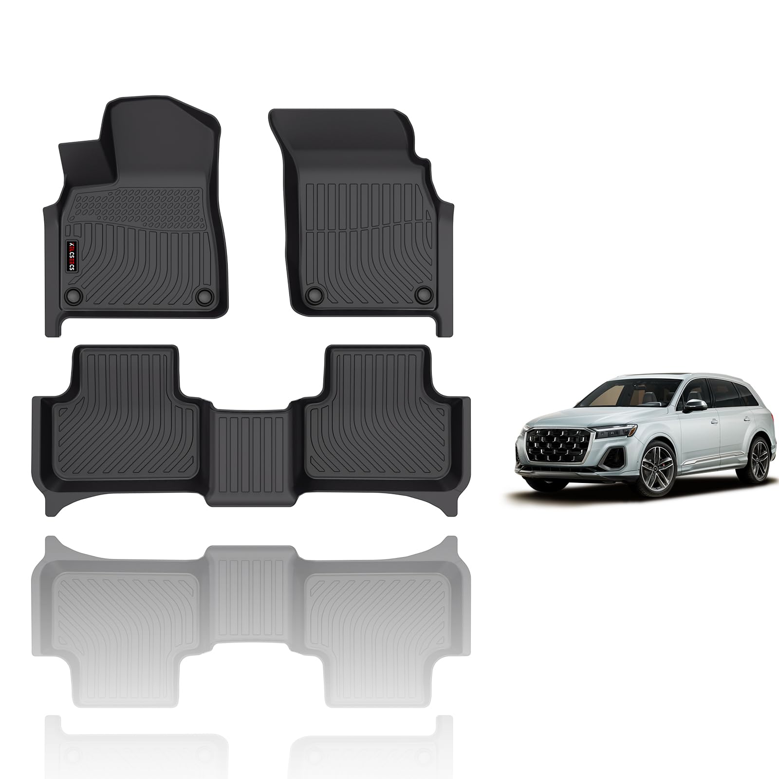 KELCSEECS Floor Mats Custom for Q7/SQ7 2025 2024-2020 & Q8/SQ8 2025 2024-2019 Car Mats TPE All Weather Floor Liners Custom for Q7 and Q8 Front & 2nd Rear Row Accessories Image KELCSEECS Floor Mats Custom for Q7/SQ7 2025 2024-2020 & Q8/SQ8 2025 2024-2019 Car Mats TPE All Weather Floor Liners Custom for Q7 and Q8 Front & 2nd Rear Row Accessories Image
