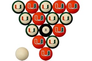 STERLING GAMING Wave NCAA Miami Hurricanes Numbered Pool Balls Set - College Football Billiards
