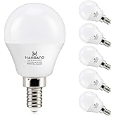 hansang 6 watt (60w Equivalent) LED Bulbs, E12 Small Base Candelabra Round Light Bulb, 600 Lumen, Warm White 2700K Ceiling Fa