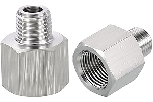 Rebower 2 Pack 304 Stainless Steel FeMale to Male Adapter, 3/8" FeMale NPT x 1/4" Male NPT Nipple Pipe Extension Connectors for Industrial, Fluid Transfer, Home Gardening, Water Treatment