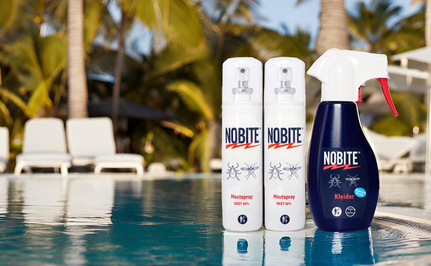 NOBITE Insektenschutz Set (3-teilig) + Kulturtasche – Mückenschutz & Kleider-Imprägnierung gegen Zecken, Tropen & Reisen – DEET 50% Hautspray 2x100ml + 200ml Kleiderspray – Langanhaltend für Familie 2