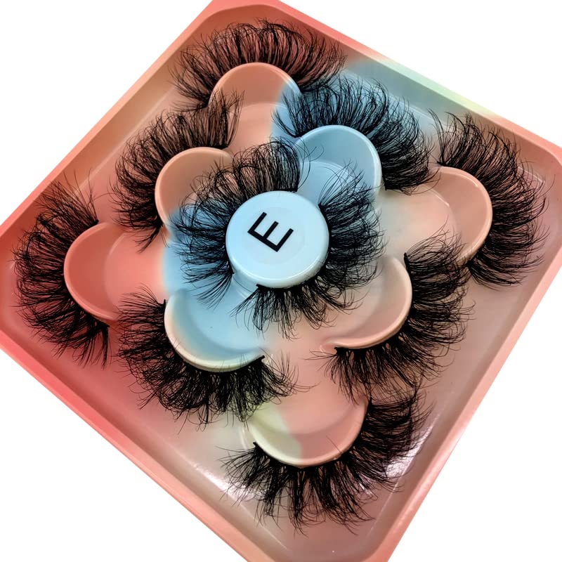 HBZGTLAD new 5 Pairs 25 mm 3d Mink Lashes Bulk Faux
