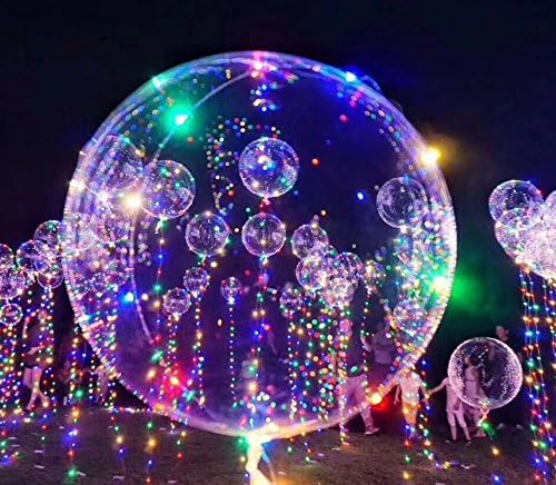 KYLIN 18 inch LED Light Balloons Flashing Colourful 3M String great for Parties Celebrations Decorations (Pack 5)
