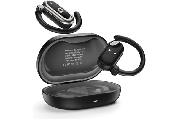 Basike Fone de Ouvido Bluetooth 5.4 OWS, Fone de Ouvido Sem Fio Esportivo HiFi Estéreo Som, IPX4 à Prova D'Água, Redução de Ruído ENC, 30h de Autonomia e Case Voz para Corrida e Exercícios (Preto)