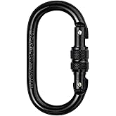 GDK2 Defender CE Certified 25kN Screwgate Locking Carabiner in Size 4.21 x 2.24 inch, Heavy-Duty Carabiners for Climbing, Rappelling, and Mountaineering, Carbon Steel, Midnight Black, 1 Pack