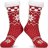 Kiddokids Slipper Socks for Women with Grippers, Fuzzy Christmas Socks Fluffy Cabin Cozy Winter Thick Warm Comfy Fleece Soft for Indoor Outdoor Room