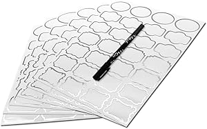 Nardo Visgo Clear Sticker Labels with Silver Border,Free Black Marker,Transparent Removable Waterproof Name Tags in Assorted Sizes for Storage Bins,Mason Jars,Food Container,Kids Daycare,138pcs