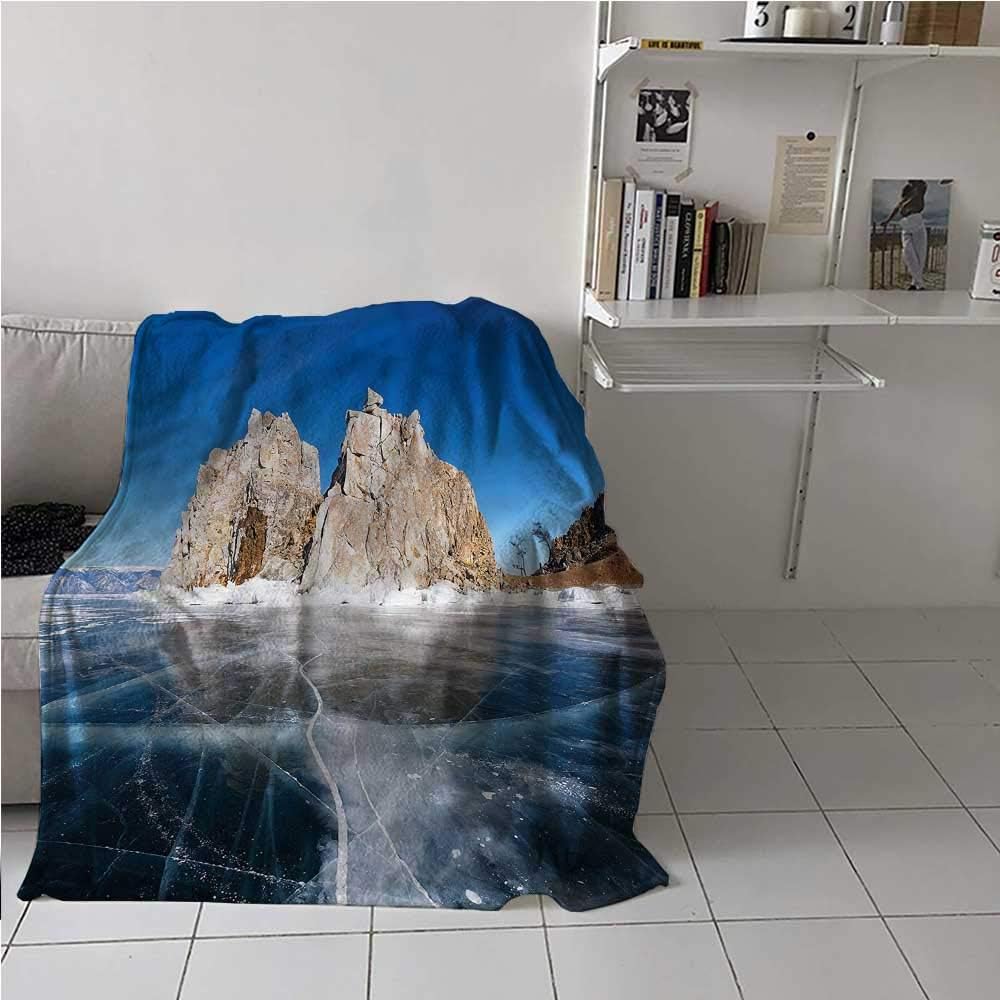 carmaxs Fluffy Blanket Winter for Couch Home Bedroom Living Room Lake Baikal in Siberia 60 x 80 Inches